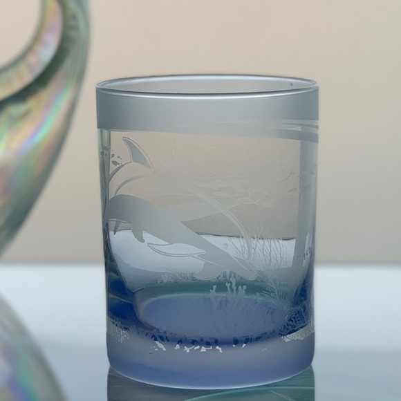 Robert Wyland Rare 90s Whale & Dolphin (6) Glass Cups - Picture 2 of 13